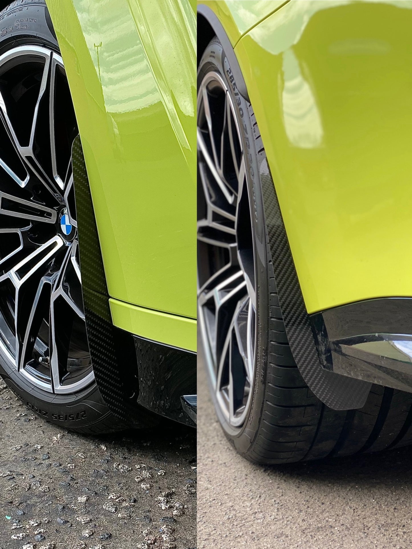 AP BMW M3 & M4 Garde-boue/Bavettes Noires Brillantes / Fibre de Carbone (G80 | G81 | G82 | G83)