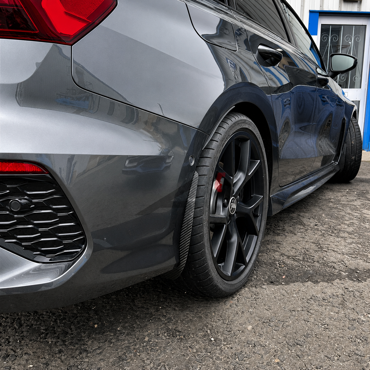Audi A3, S3, RS3 8Y & 8.5Y rear arch guards installed, protecting the paintwork from stone chip damage.