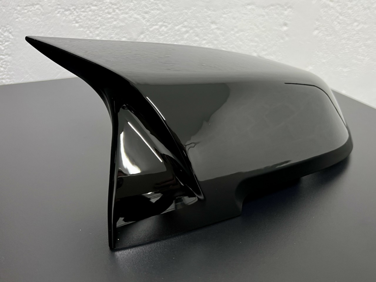 BMW F Series M Style Replacement Wing Mirror Caps in High Gloss Black.