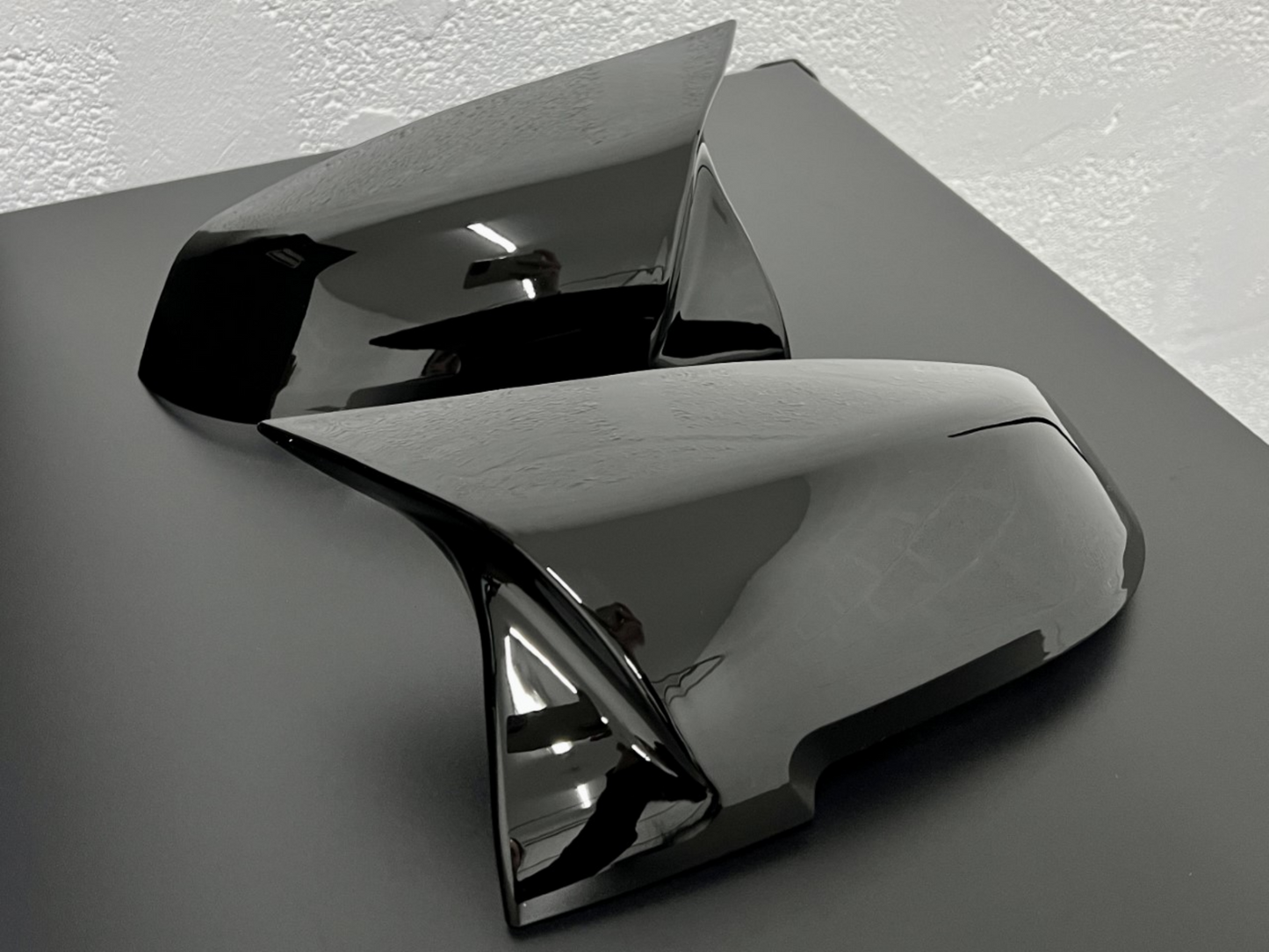 M Style Replacement Wing Mirror Caps in High Gloss Black for BMW F Series models.