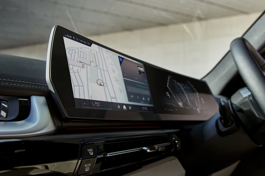 Outline of BMW iDrive 8 & Drive 9 Instrument Cluster Navigation Screen Protection Film Kit.