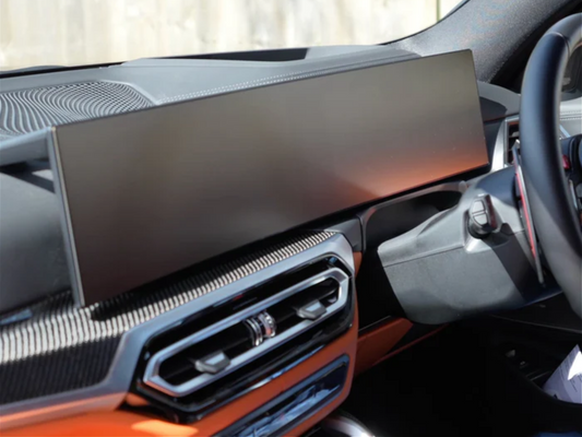 Matte Anti Glare G Series BMW iDrive 8 and iDrive 9 Instrument Cluster Navigation Screen Protection Film Kit installed on a G87 M2.