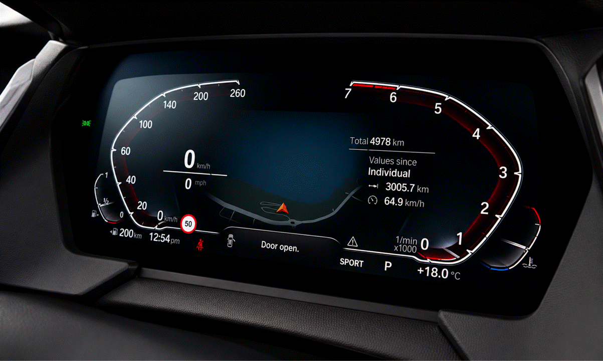 BMW Z4 instrument cluster screen protector PPF coverage area.