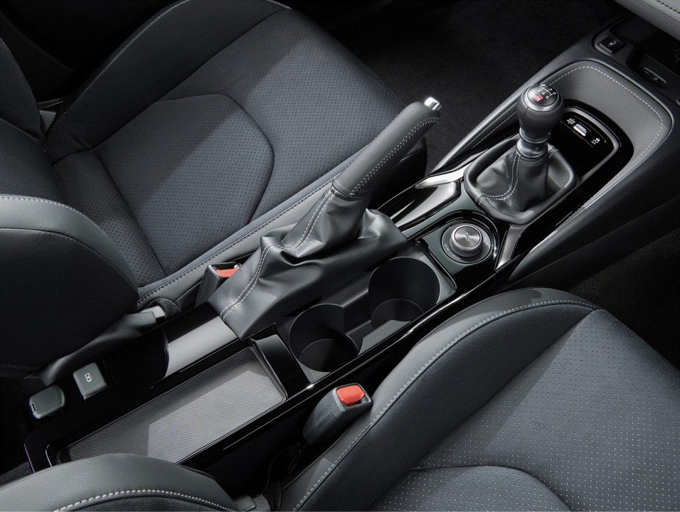 Toyota Corolla GR Centre Console Paint Protection Film Kit Coverage Area Outline.