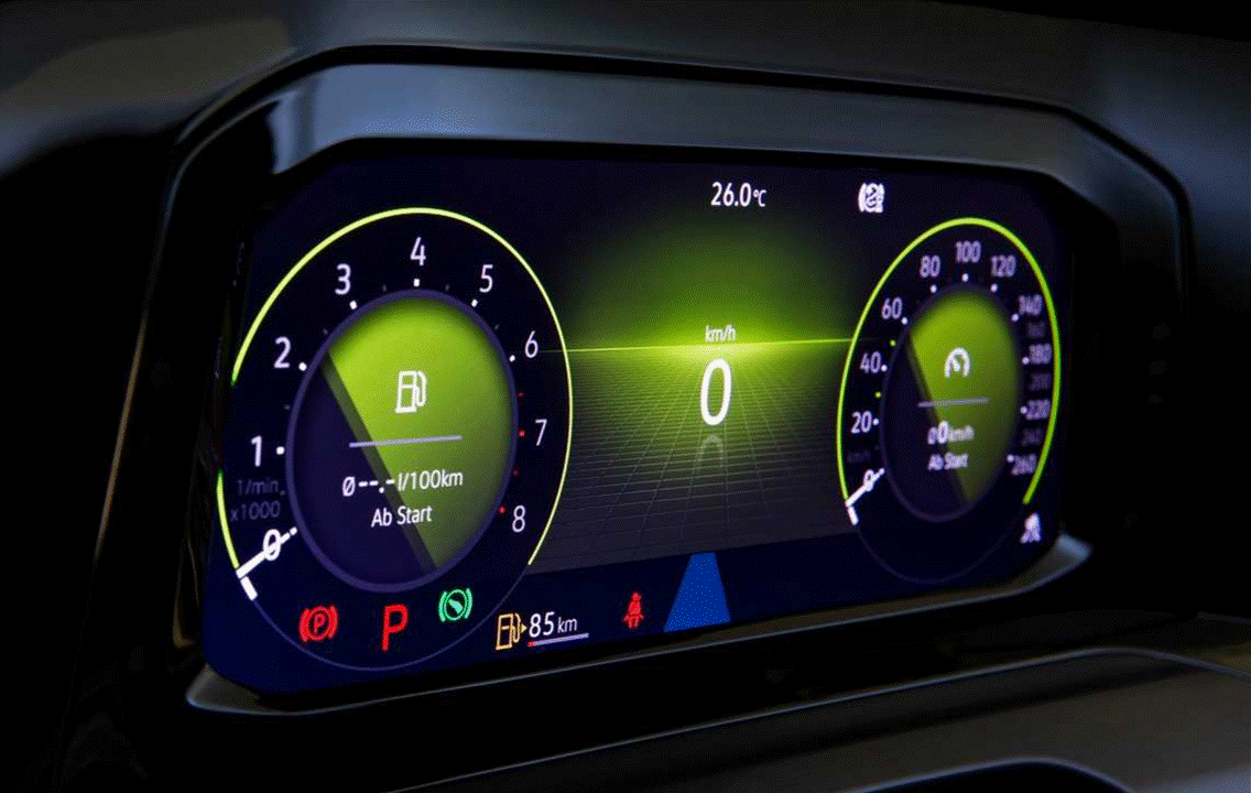 VW Golf MK8 and MK8.5 interior instrument cluster and speedometer screen protector coverage area.