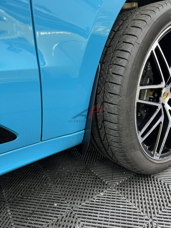 AP Porsche Taycan Front Textured Black / Carbon Fibre Arch Guards / Mudflaps (9J1)