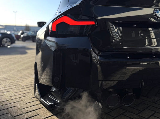 Black BMW M2 G87 model fitted with the Reflector and Reverse Light Tints in Dark shade.