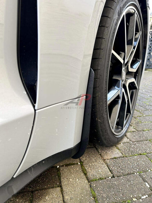 AP Porsche Taycan Front Textured Black / Carbon Fibre Arch Guards / Mudflaps (9J1)
