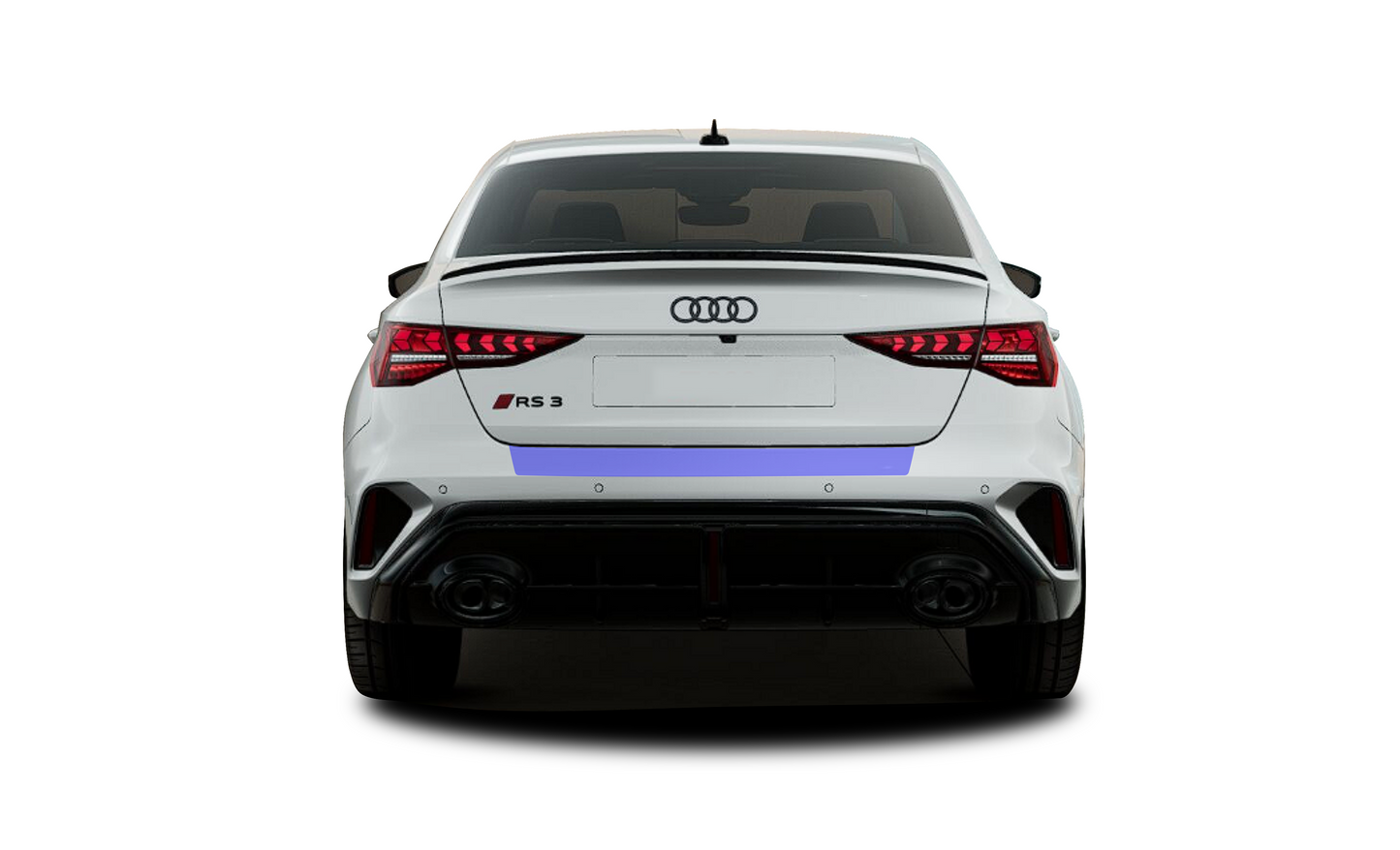 Audi A3, S3, RS3 sedan saloon trunk boot lip PPF kit coverage area.