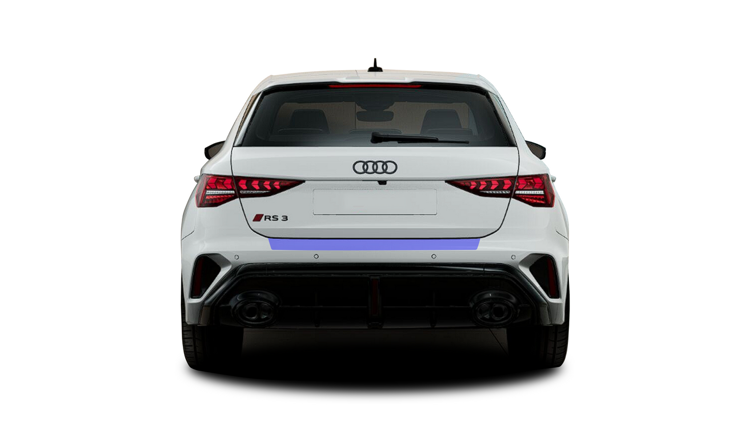 Audi A3, S3, RS3 sportback trunk boot lip PPF kit coverage area.