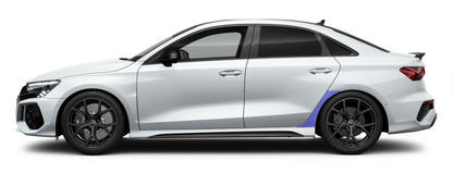 Audi A3, S3, RS3 saloon sedan rear quarter self healing PPF kit coverage area.