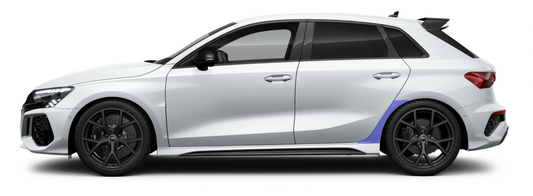 Audi A3, S3, RS3 sportback rear quarter self healing PPF kit coverage area.