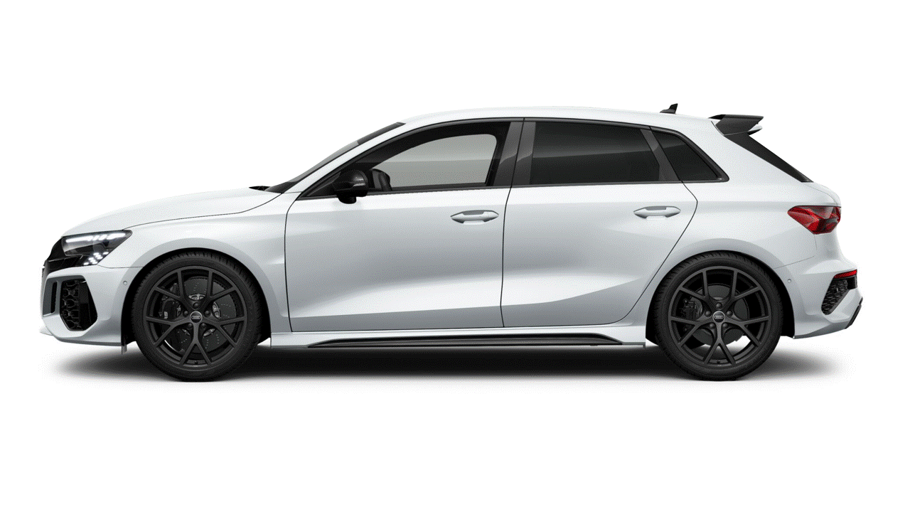 Audi A3, S3, RS3 sportback piano black B Pillar, C pillar & spoiler trim exterior PPF kit coverage area.