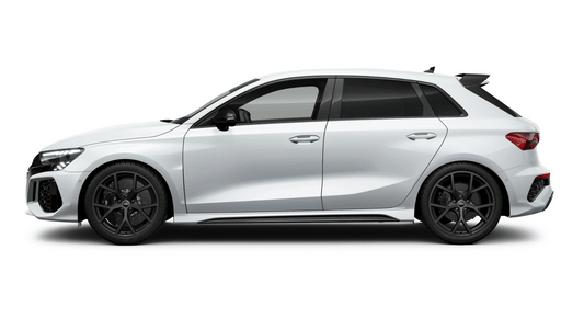 Audi A3, S3, RS3 sportback piano black B Pillar, C pillar & spoiler trim exterior PPF kit coverage area.