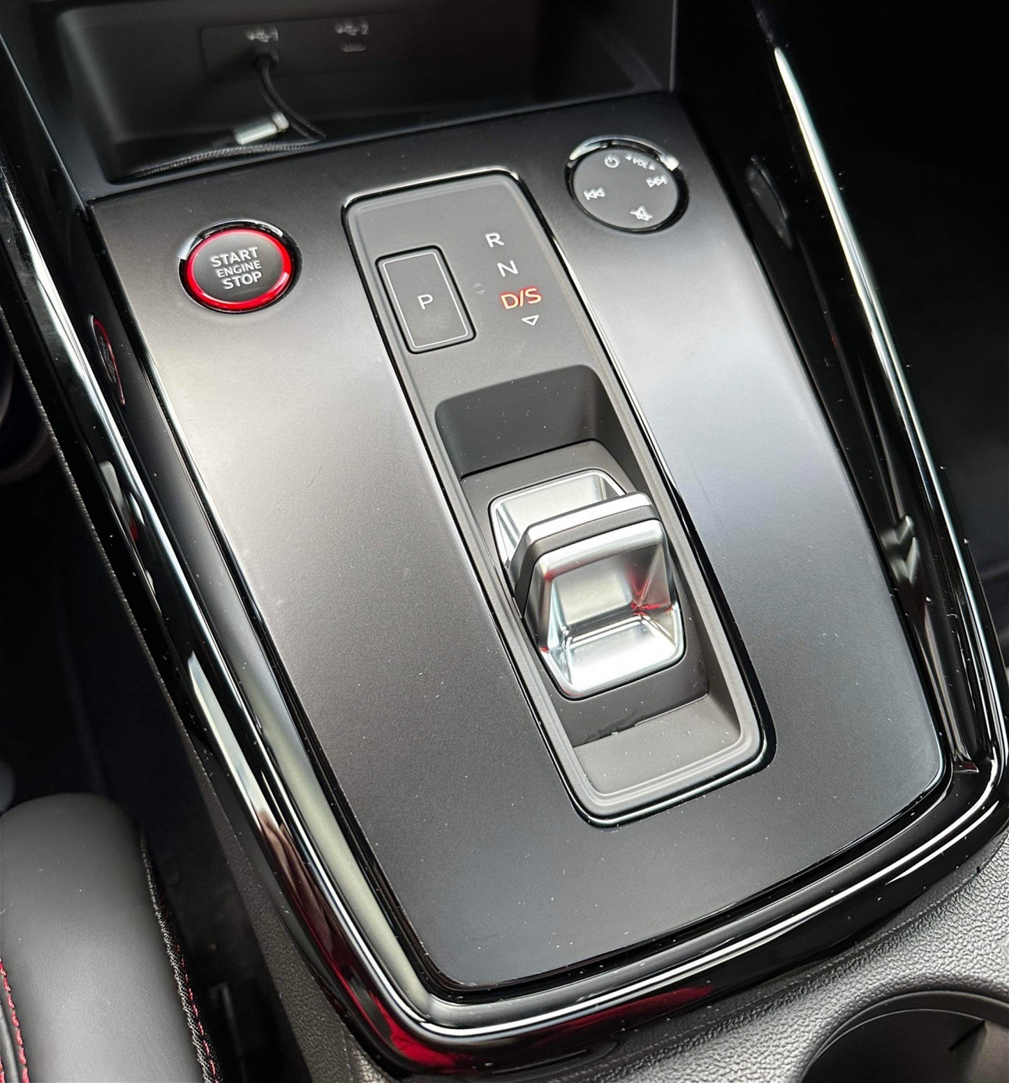 Audi A3, S3, RS3 piano black interior center console matte PPF kit installed.