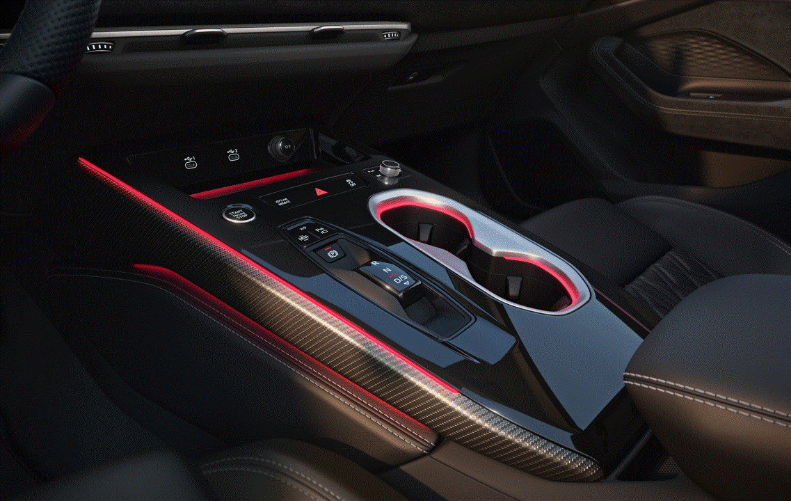 Audi A5, S5, RS5 B10 interior piano black centre console PPF kit coverage area.
