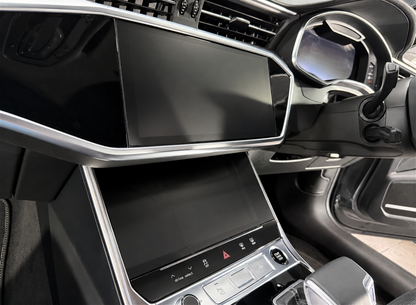 Audi A7 C8, S7 C8 & RS7 C8 climate control screen protector installed, finished in matte satin PPF eliminating sun glare, fingerprints and scratches.