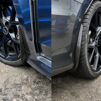 Audi A3, S3, RS3 8.5Y & 8Y saloon Carbon fiber front arch guards mudflaps installed.