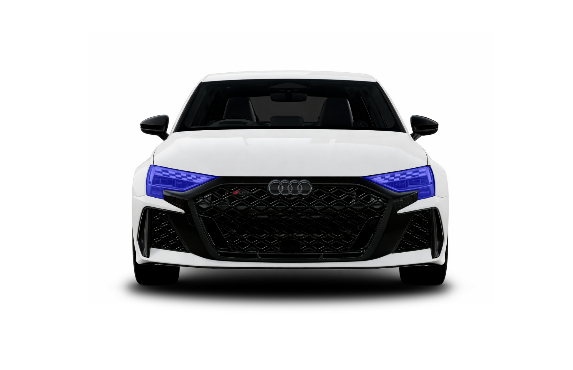 Audi RS3 facelift front headlight PPF kit coverage area.