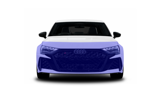 Audi RS3 facelift full front end PPF kit coverage area.