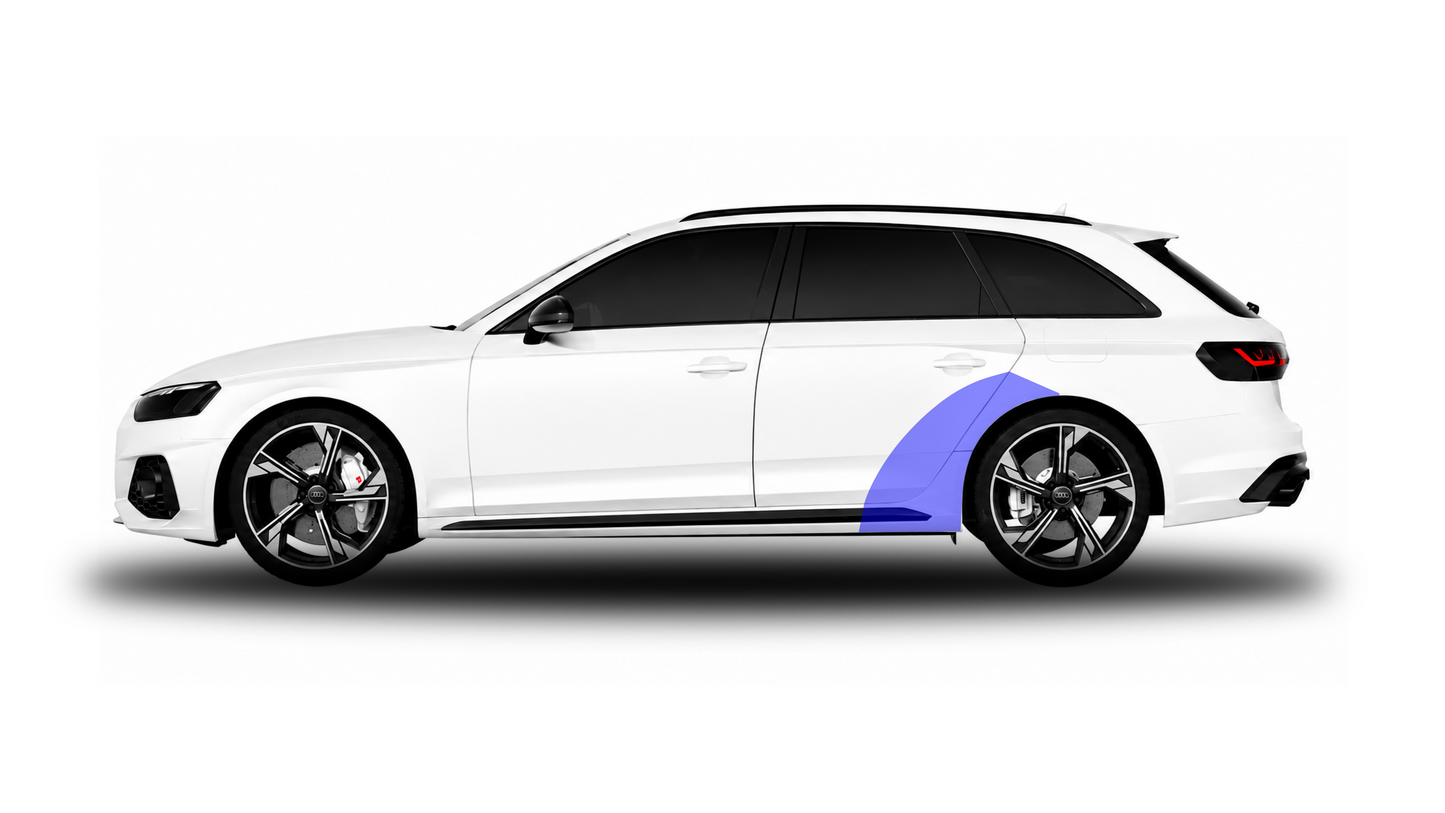Audi RS4 B9 B9.5 Side Profile Paint Protection Film Package, cotaning pre-cut rear door, wheel arch and side skirt PPF.