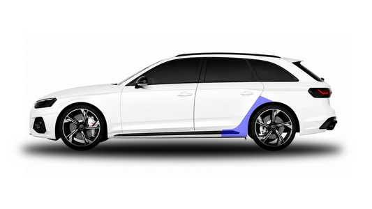 Audi RS4 B9 B9.5 Side Profile Paint Protection Film Package, cotaning pre-cut rear wheel arch and side skirt PPF.
