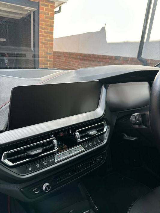 BMW 1 Series F40, including M135 and 128ti, 2 Series Gran Coupe F44 iDrive navigation screen protector finished in matte anti glare PPF.