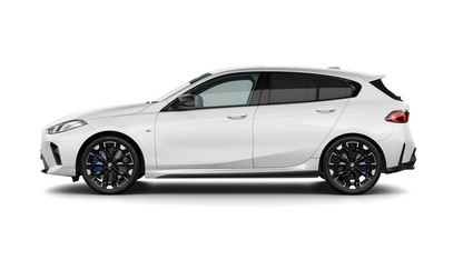 BMW 1 Series F70 model, including M135 exterior gloss black plastic paint protection film kit, covering the B pillars and C pillars.