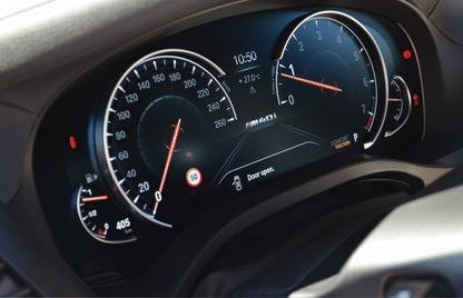 BMW 5 Series G30 and M5 F90 pre LCI instrument cluster screen protector pre cut coverage area.