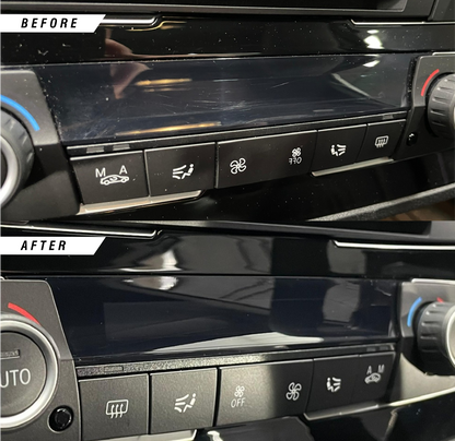 BMW F Series Climate Control Screen PPF befor and after installation. 