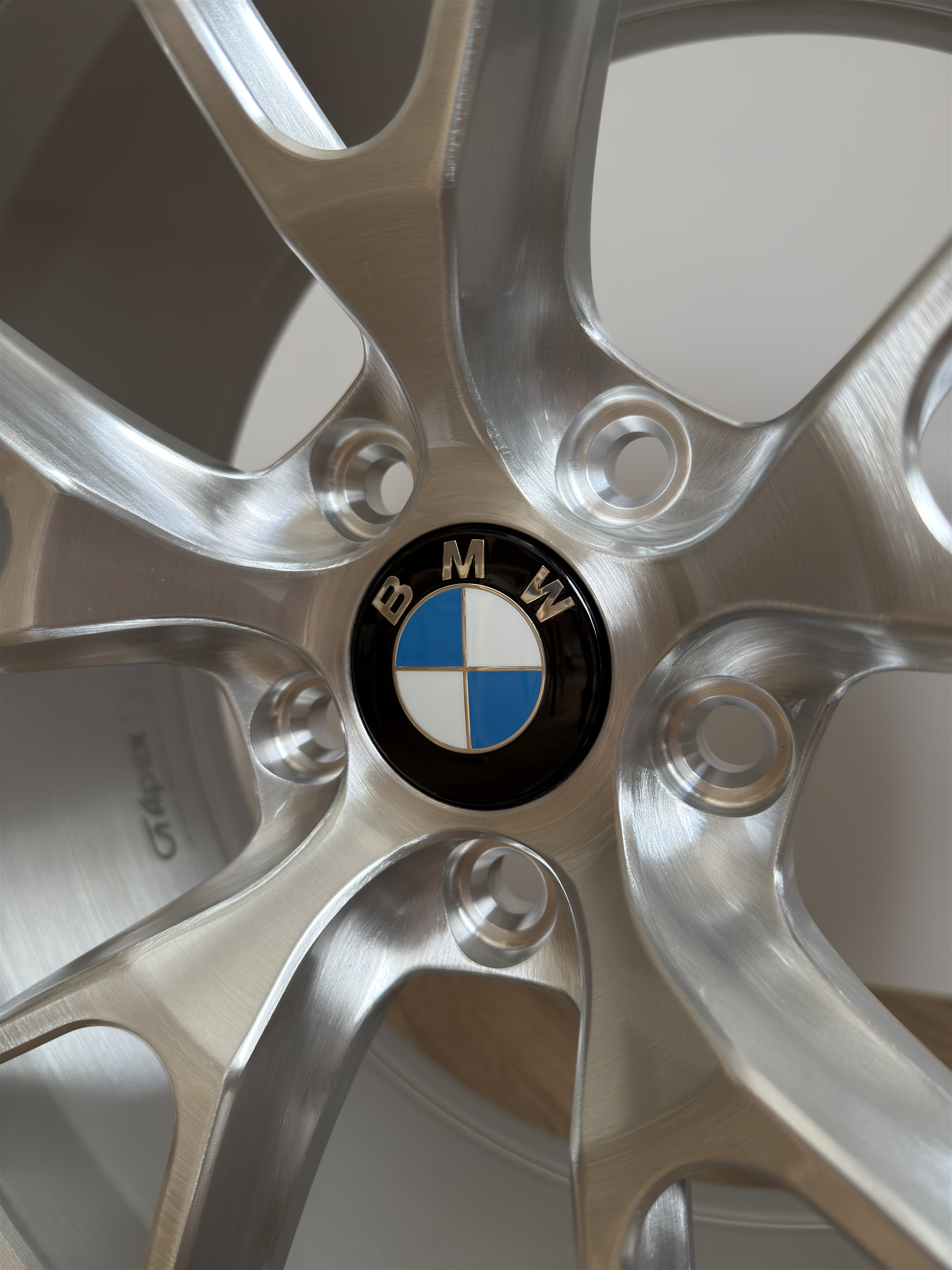 BMW F & G Series Dechromed Gloss Black Wheel Centre Caps fitted to Silver Apex Wheel. 