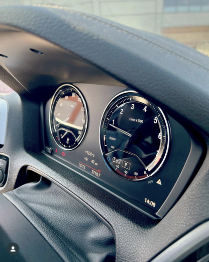 BMW F Series LCI Instrument Cluster kit with Hybrid Gloss and Matte PPF installed. 