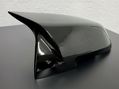 BMW F Series M Style Replacement Wing Mirror Caps in High Gloss Black.