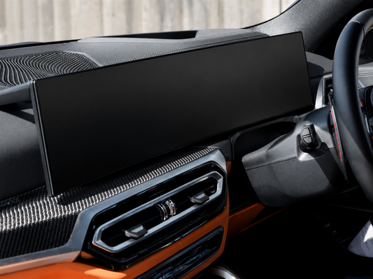 Matte Anti Glare G Series BMW iDrive 8 and iDrive 9 Instrument Cluster Navigation Screen Protection Film Kit installed on a G87 M2.