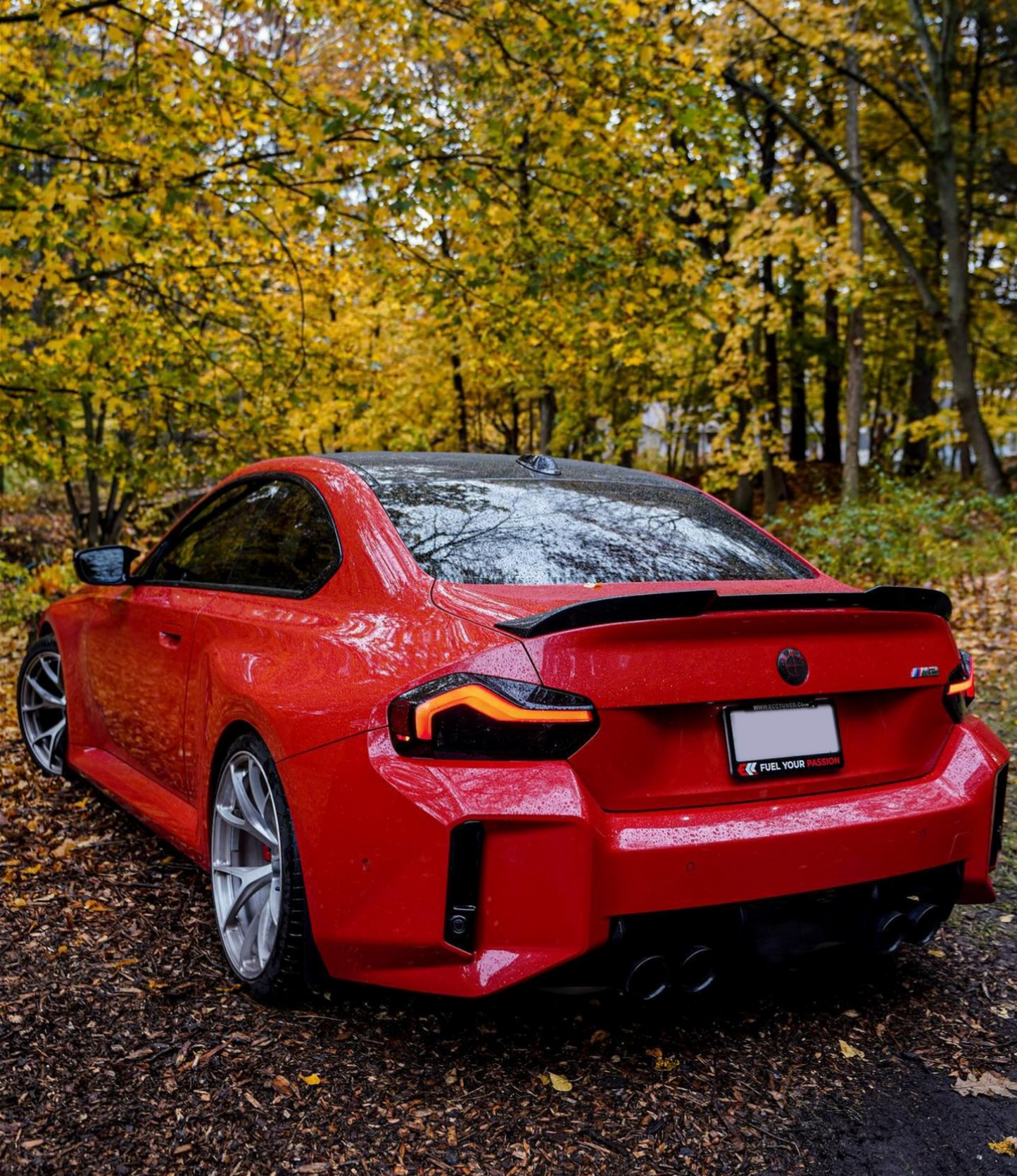 Overview of Red BMW G87 M2 fitted with the Reflector Tint in Dark.