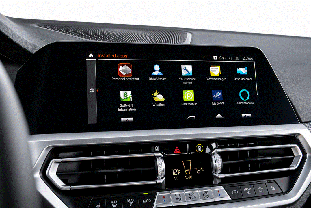 BMW iDrive 7 M2, M3, M4 navigation screen protector in matte anti glare film.