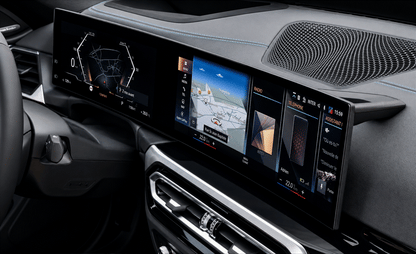 Highlighted coverage area of the BMW G Series M2 M3 M4 M5 iDrive 8 and iDrive 9 Instrument Cluster Navigation Screen Protection Film Kit.