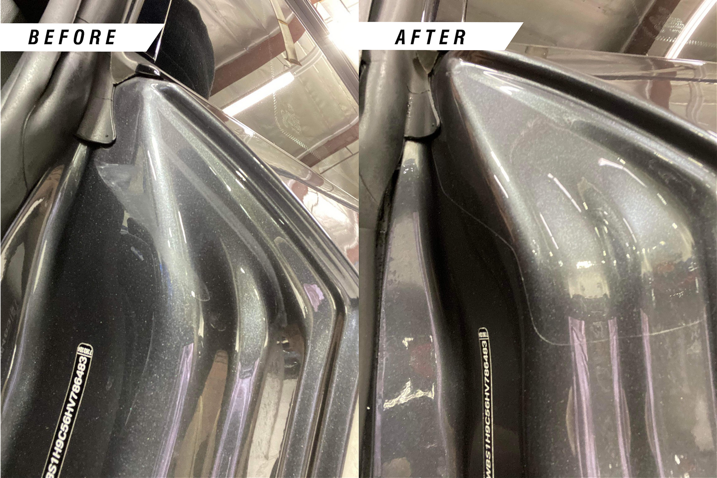 Before and After installation of the BMW Door Shut kit to the 2 series model. 