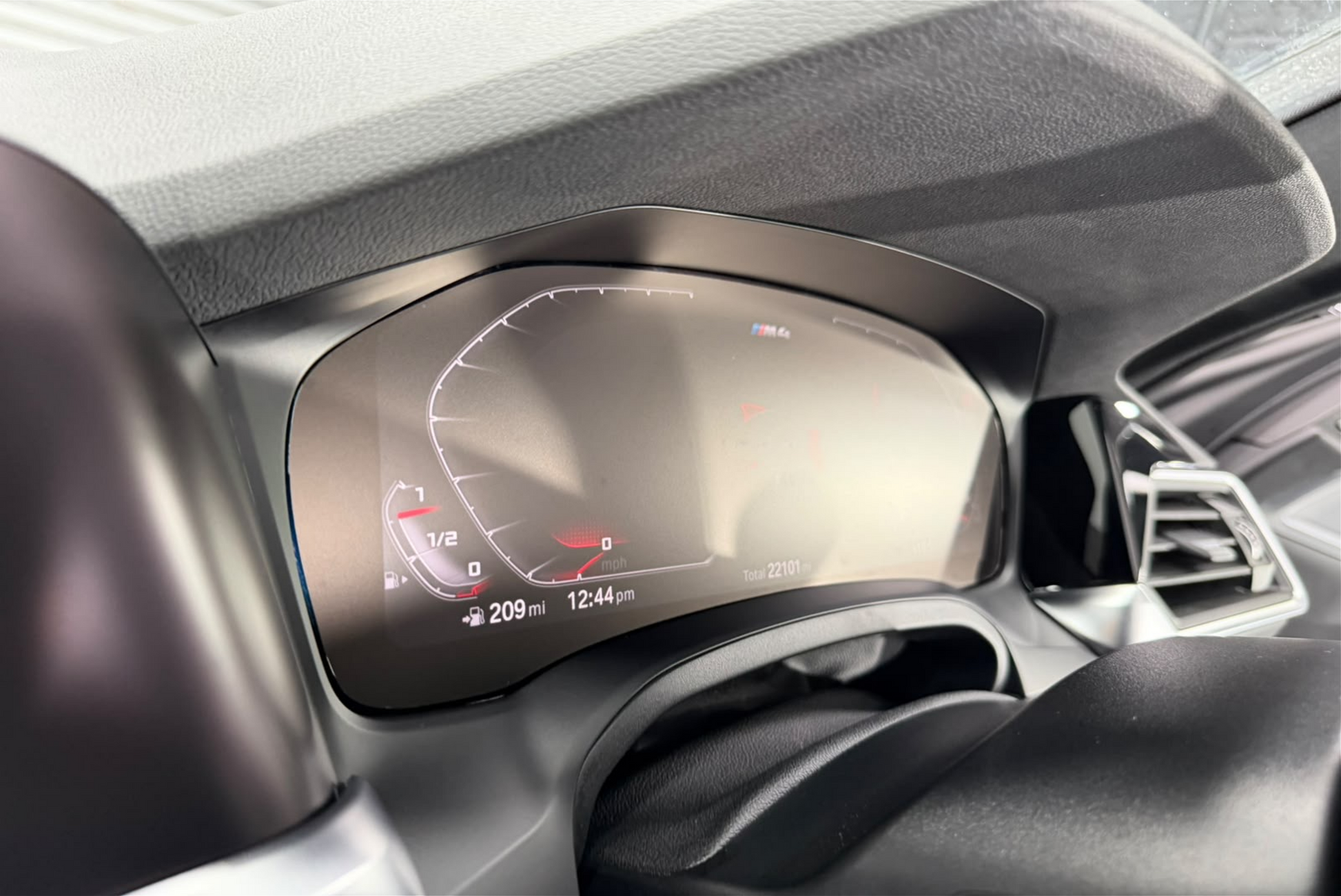 BMW 2 Series, M2 G42 G87, 3 Series, M3 G20 G80, 4 Series, M4, G22 G82 satin anti-glare iDrive 7 instrument cluster speedometer screen protector PPF installed.