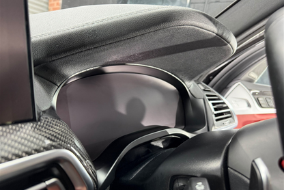 BMW 2 Series, M2 G42 G87, 3 Series, M3 G20 G80, 4 Series, M4, G22 G82, 5 Series, M5, X3 & X4 satin anti-glare iDrive 7 instrument cluster speedometer screen protector PPF installed.
