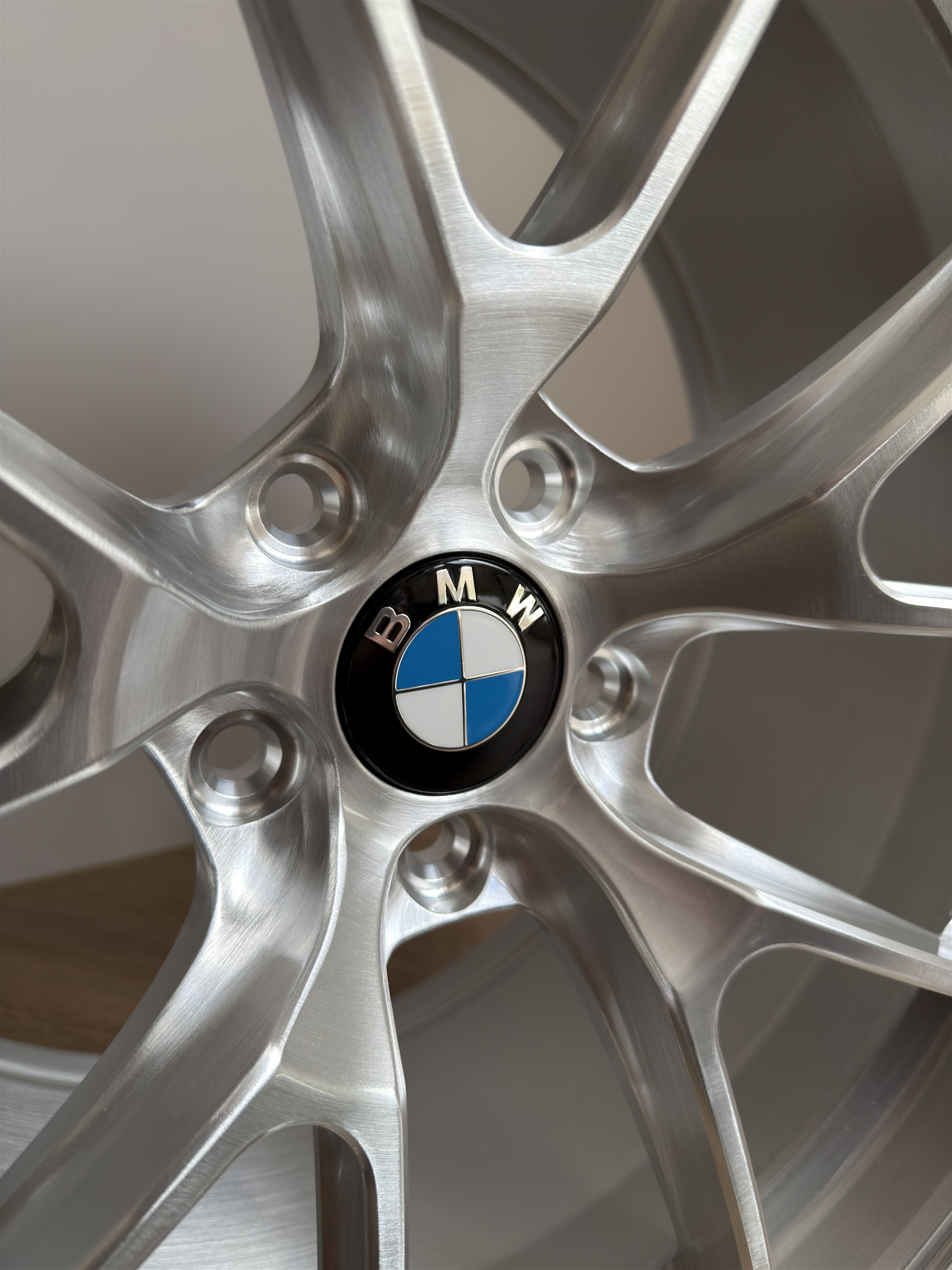 BMW Dechromed Gloss Black Wheel Centre Caps fitted to Silver Apex Wheel. 