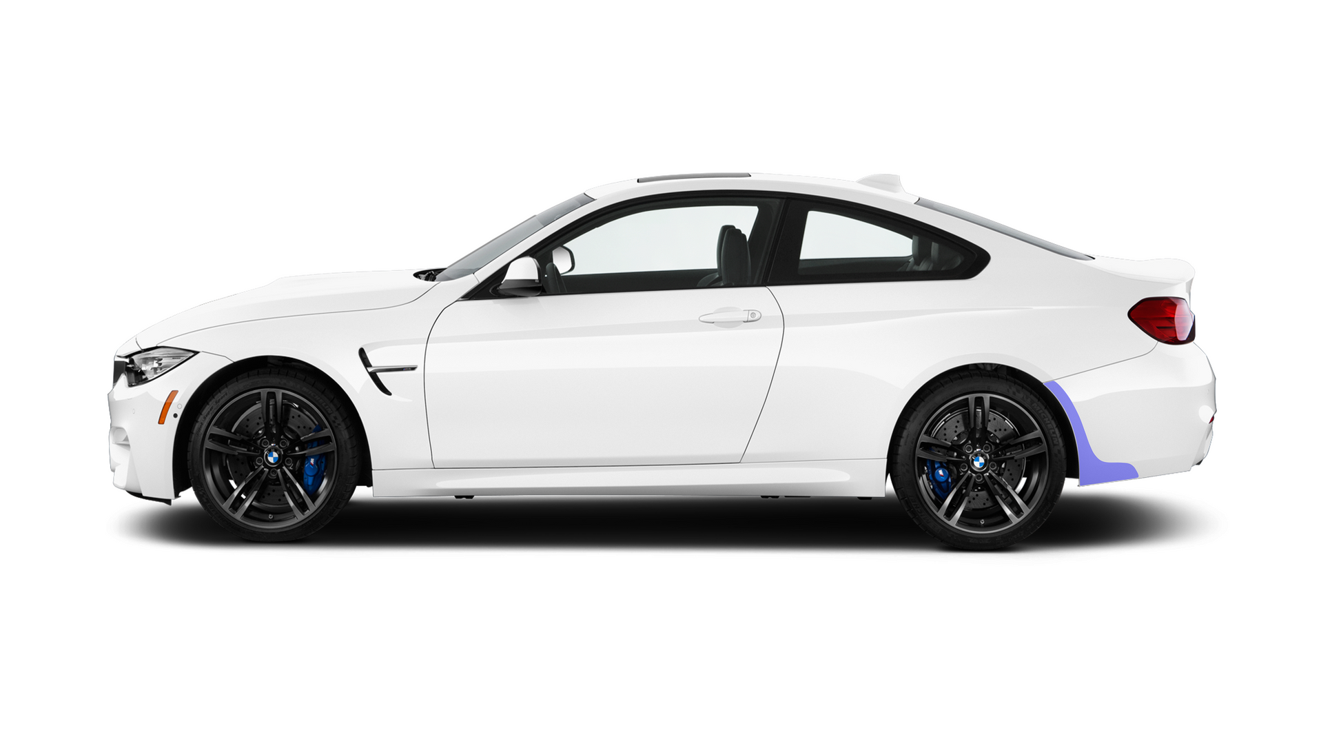 BMW M4 F82 F83 & 4 Series F32 F33 wheel arch PPF kit coverage area, protecting against stone damage, and road debris.