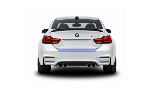 BMW M4 F82 F83 & 4 Series F32 F33 boot trunk lip PPF protector coverage area, protecting against damage from dogs, luggage, or shopping.