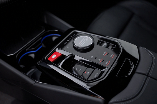 BMW 5 Series G60 G61, and M5 G90 G99 interior centre console PPF wrap protector stopping scratches and swirls occurring on the piano black trim.