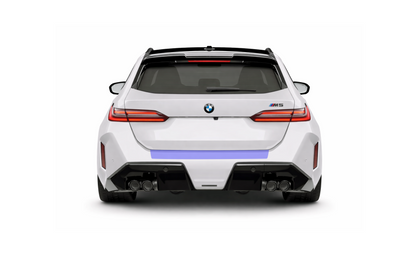 BMW 5 Series touring, including M5 touring G99 boot trunk bumper lip edge PPF protector, preventing damage from dogs, and shopping.