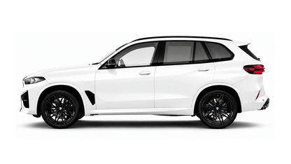 BMW X5 G05, X5M F97 exterior gloss black piano black plastic trim PPF kit, covering B pillar, C pillars, and spoiler trim.