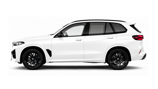 BMW X5 G05, X5M F97 exterior gloss black piano black plastic trim PPF kit, covering B pillar, C pillars, and spoiler trim.