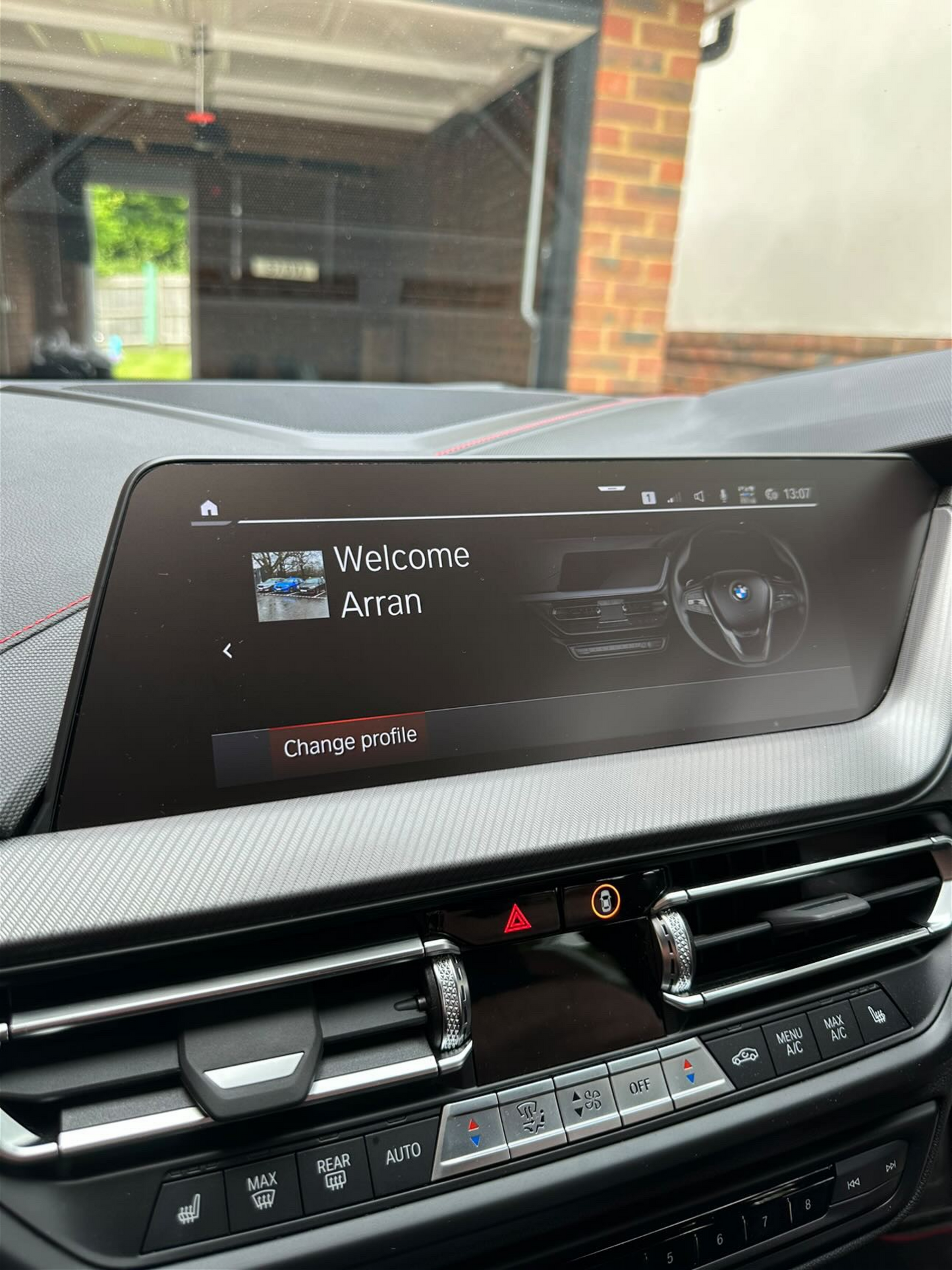 BMW Z4 iDrive navigation screen protector finished in matte anti glare PPF with the screen on.