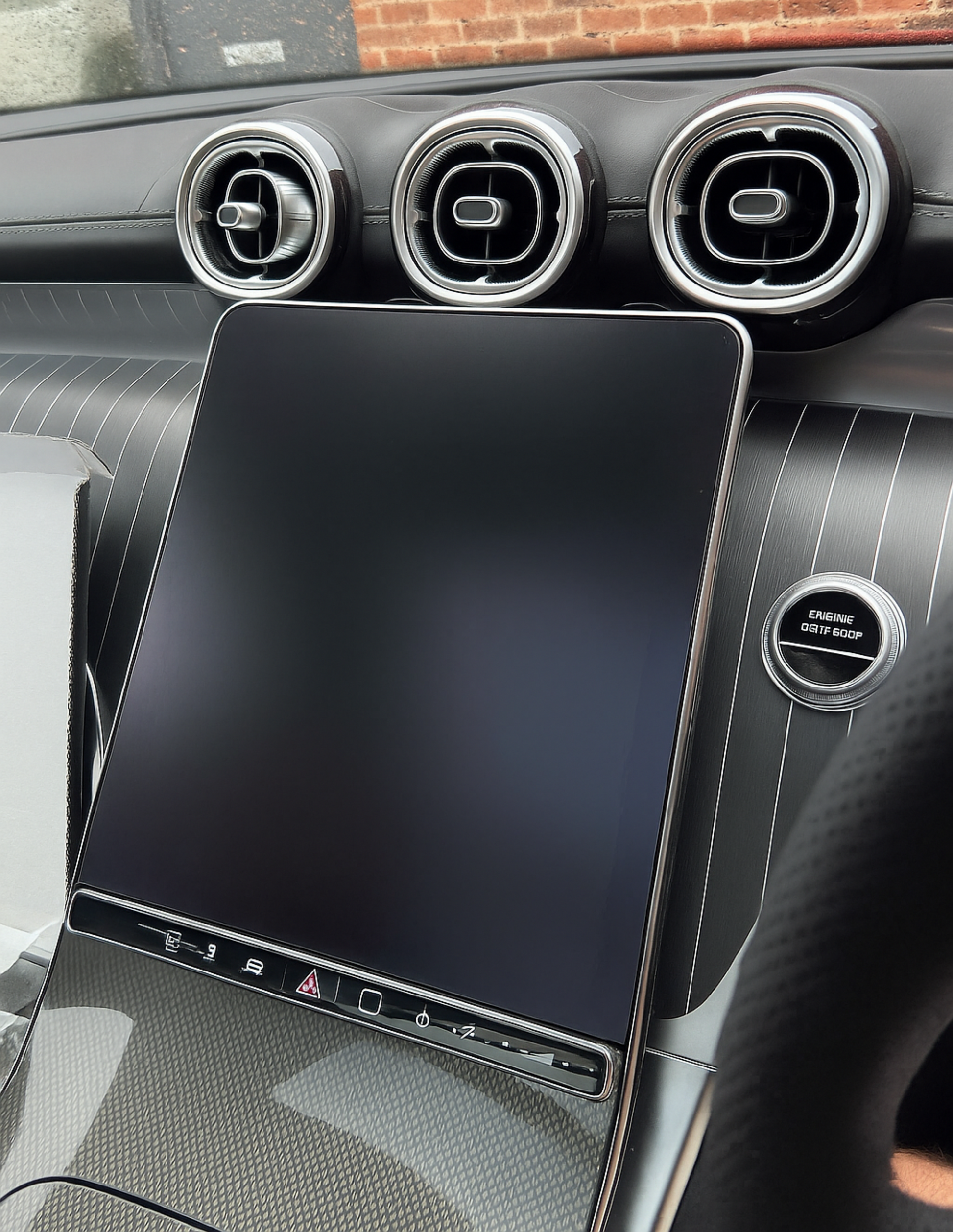 Mercedes Benz CLE and CLE 53 AMG navigation infotainment screen protector installed, finished in matte satin PPF stopping sun glare, fingerprints and scratches.