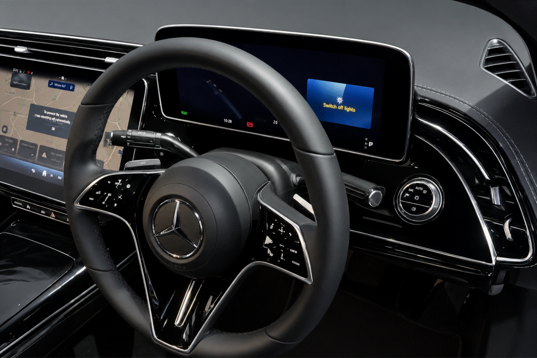 Mercedes E Class & E53 AMG W214 gloss black piano black trim PPF kit protection for the dashboard.